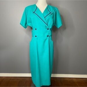 Vintage Damon Petit 50s turquoise dress
